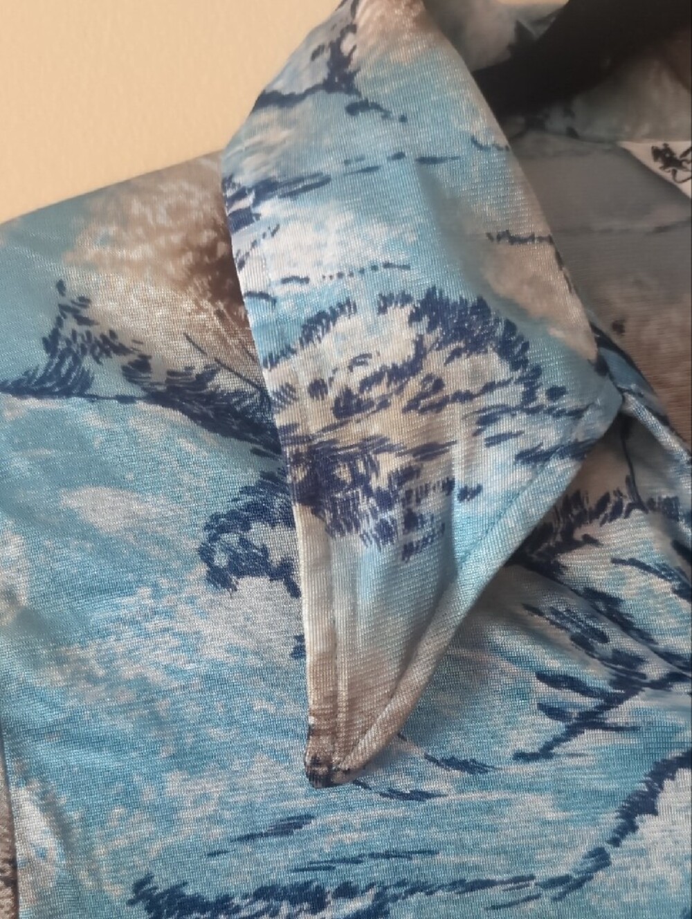 Blue Wintery Scene Button-Up Blouse - Women's Top - Picture 4 of 5